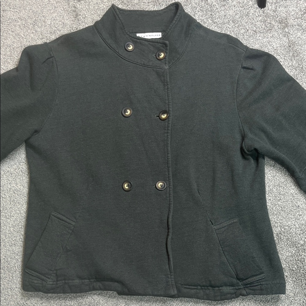 Bryn Walker Hunter Green Fleece Lined Sweat Jacket Flare Sleeves Oversized